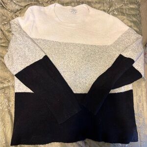 J.Crew Extra-Soft Colorblock Sweater – Cream/Grey/Black – Size XL